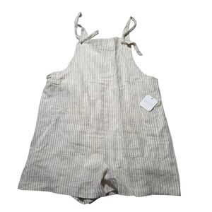 Altar'd State 100% Linen Cream Striped Jumpsuit Size Large Coastal Vacation